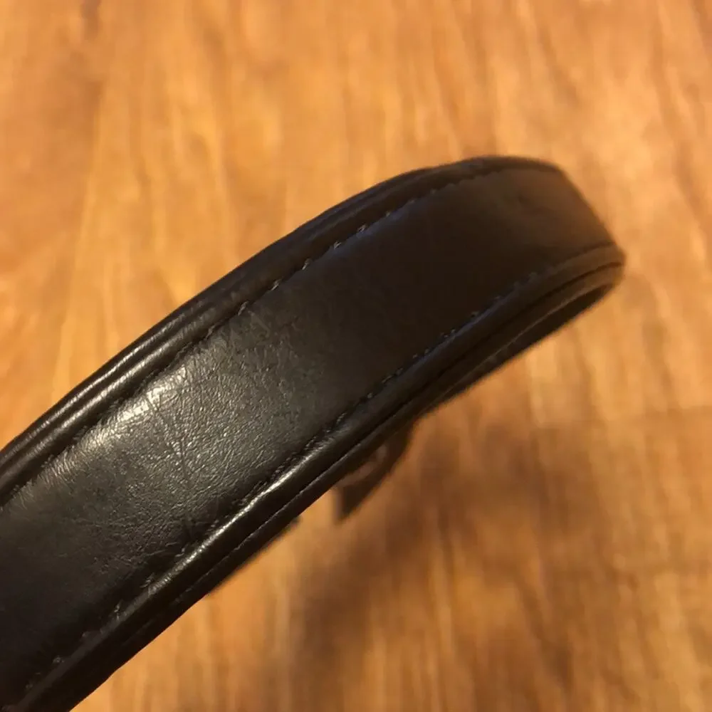 Martha Stewart Black and Silver Leather Buckle Dog Collar Size 20